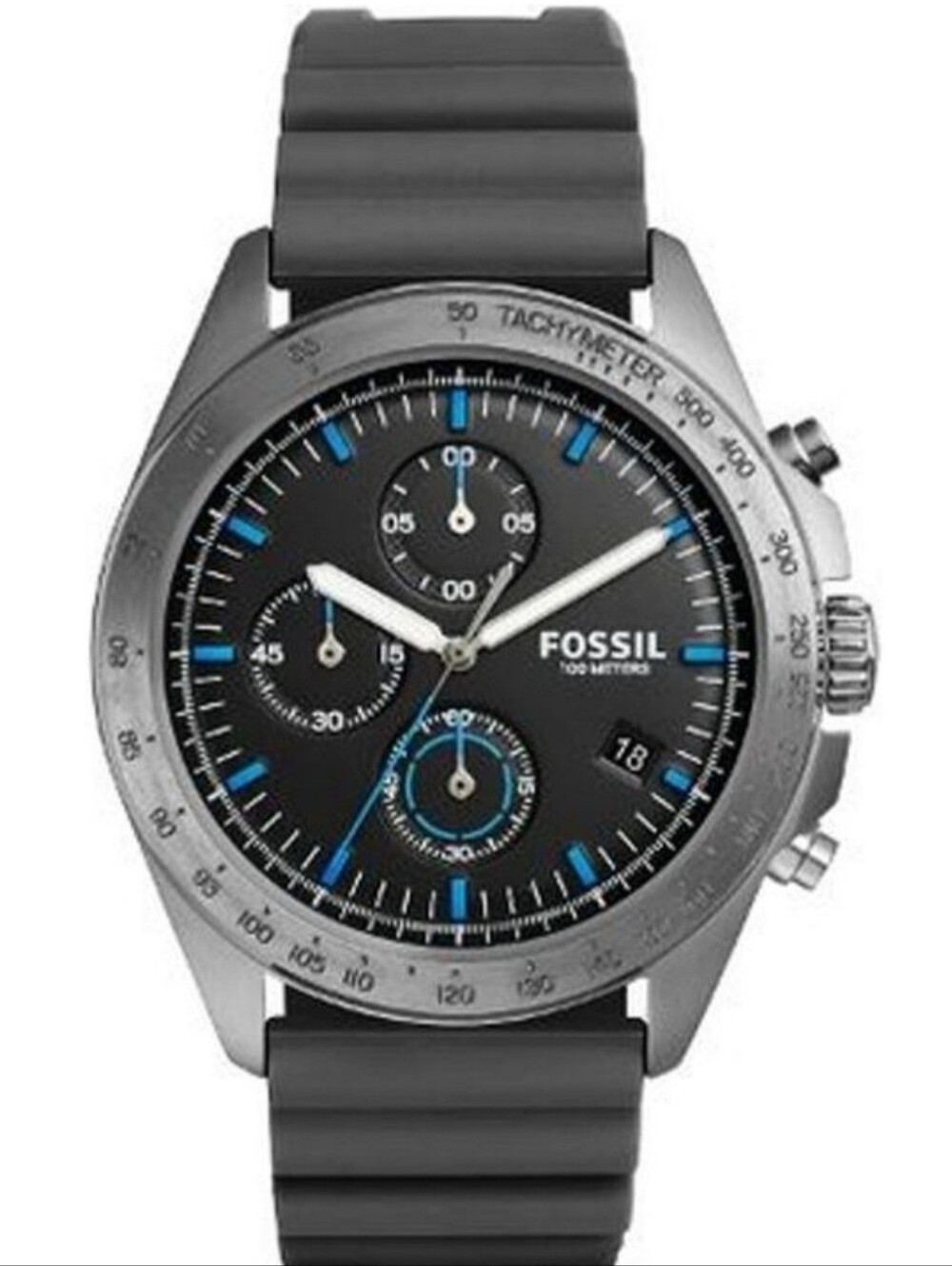 Men's Fossil Sport 54 Grey Silicone Chronograph Watch CH3063 - Sz. 44 - NWT